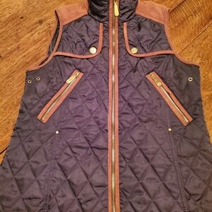 Vince Camuto Quilted Vest with Brown Trim